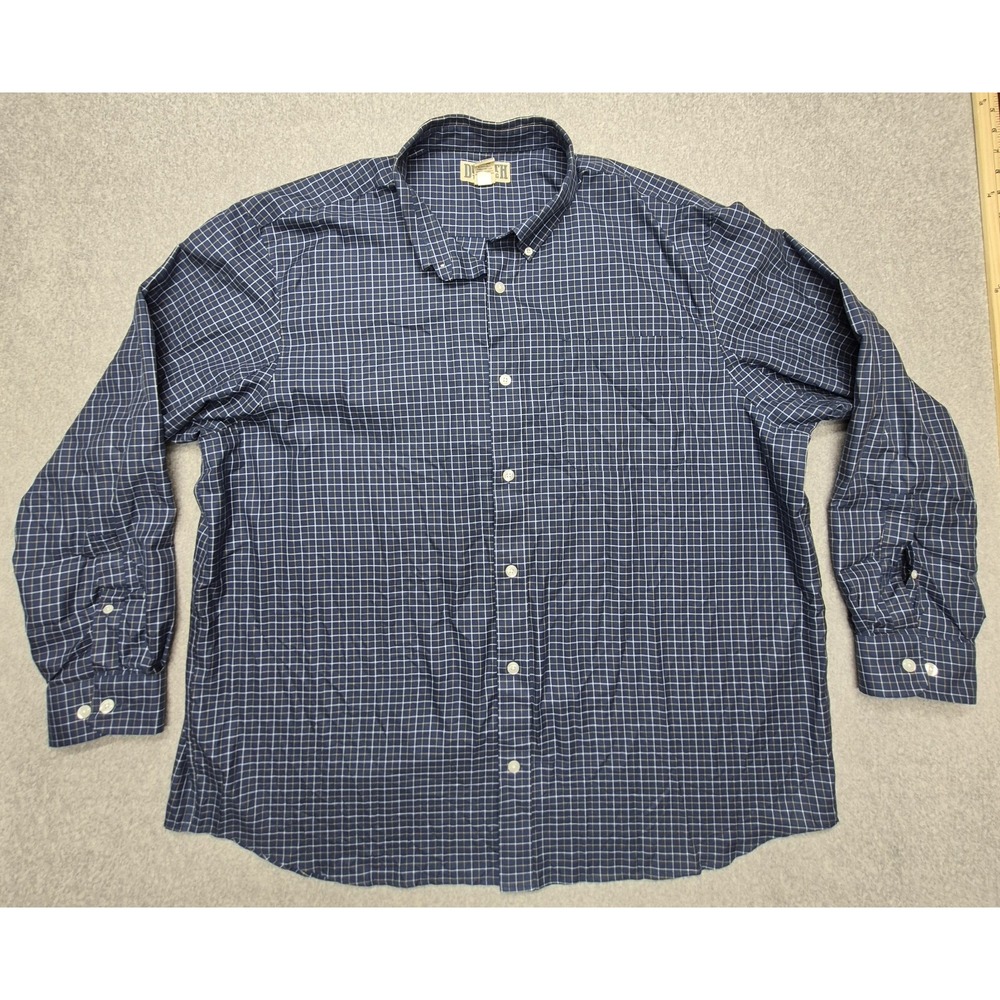 Duluth Trading Co Mens 2XL Long Sleeve Button Down Shirt Blue Plaid Workwear
